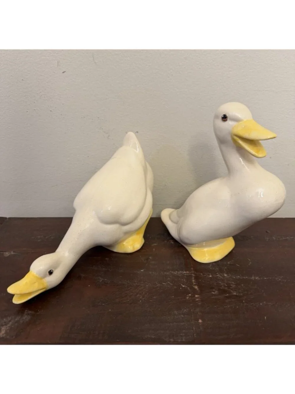 Pair Ceramic Duck Goose Figures Cottagecore Grandmacore Country Farm Decor